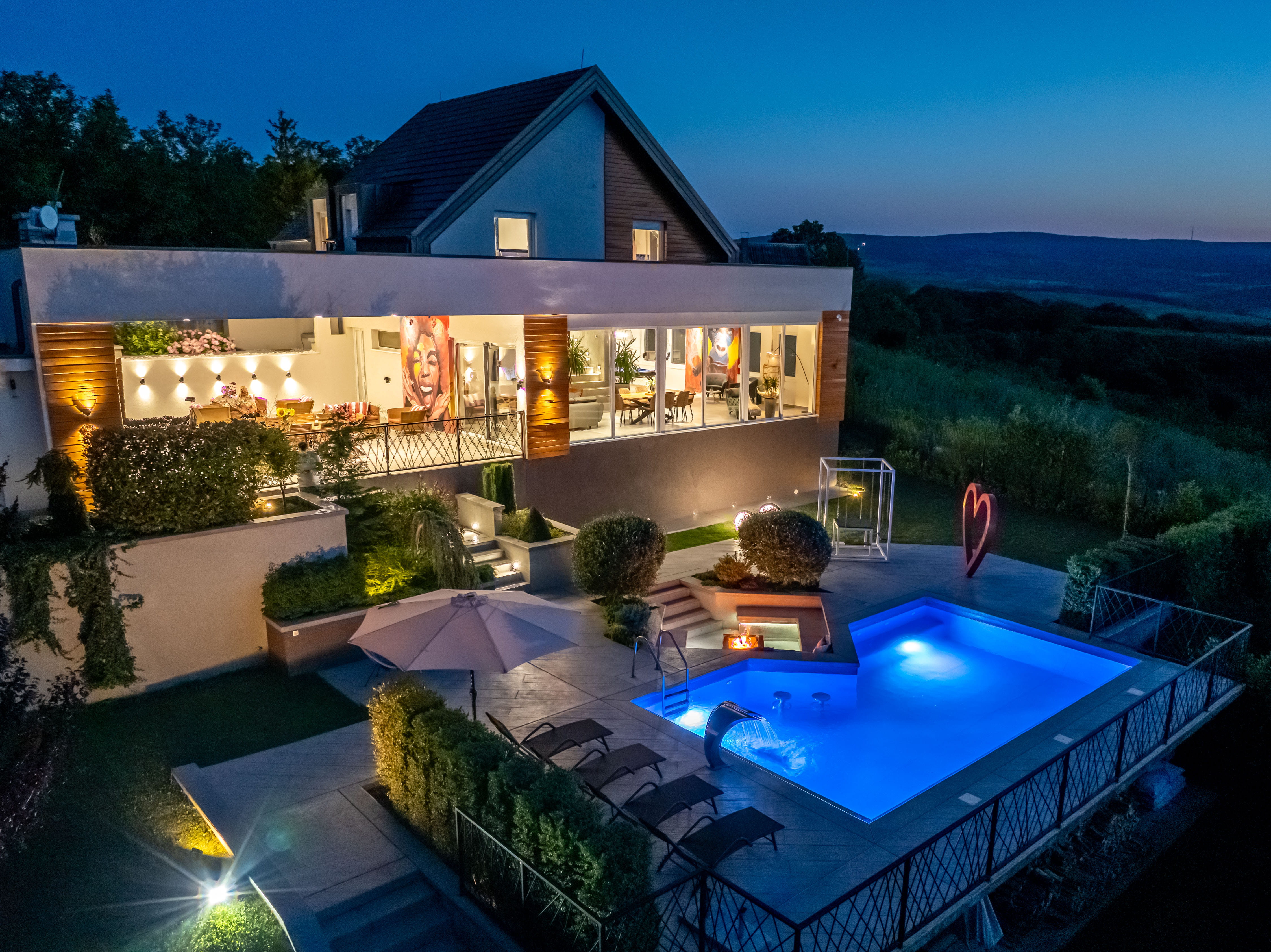 Riverside pool villa